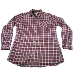 G.H. Bass & Co. Women Red Cotton Plaid Heritage Button Up Shirt Size M
